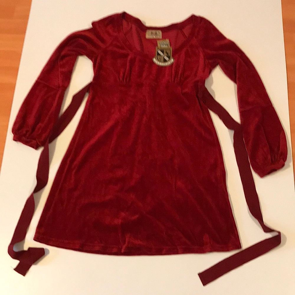 Juicy Couture Red Long Sleeve Velvet Dress